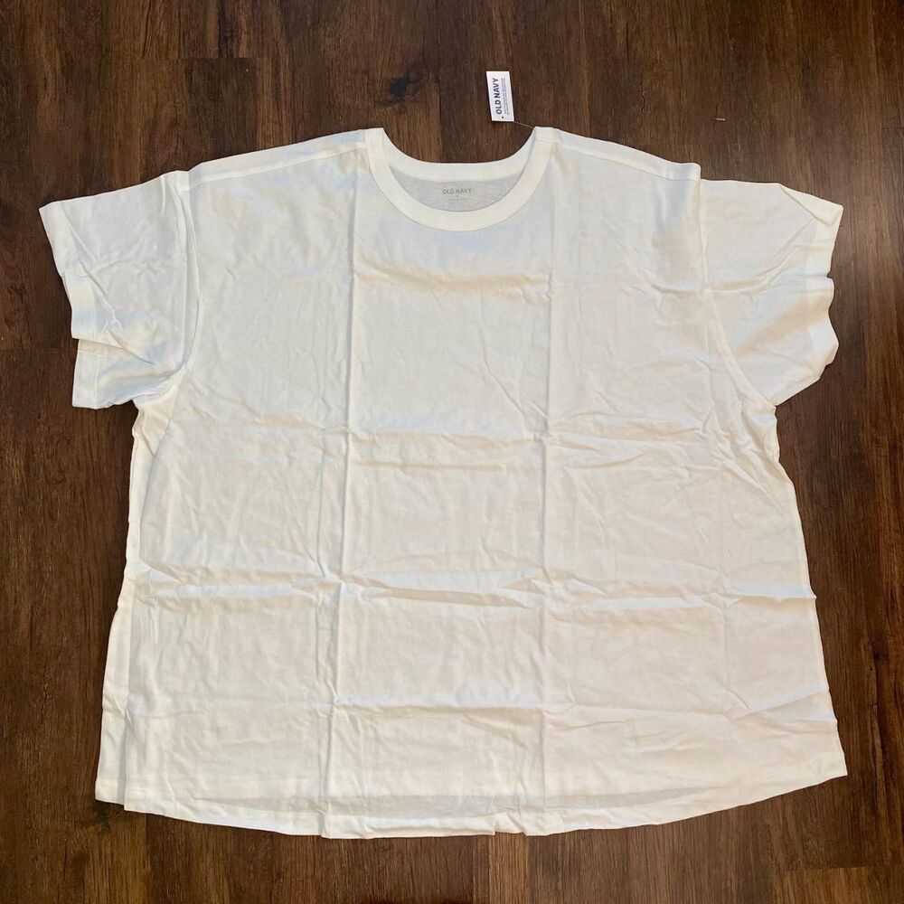 NWT White Plus Size Soft Basic Crewneck T-Shirt 4XL Old Navy